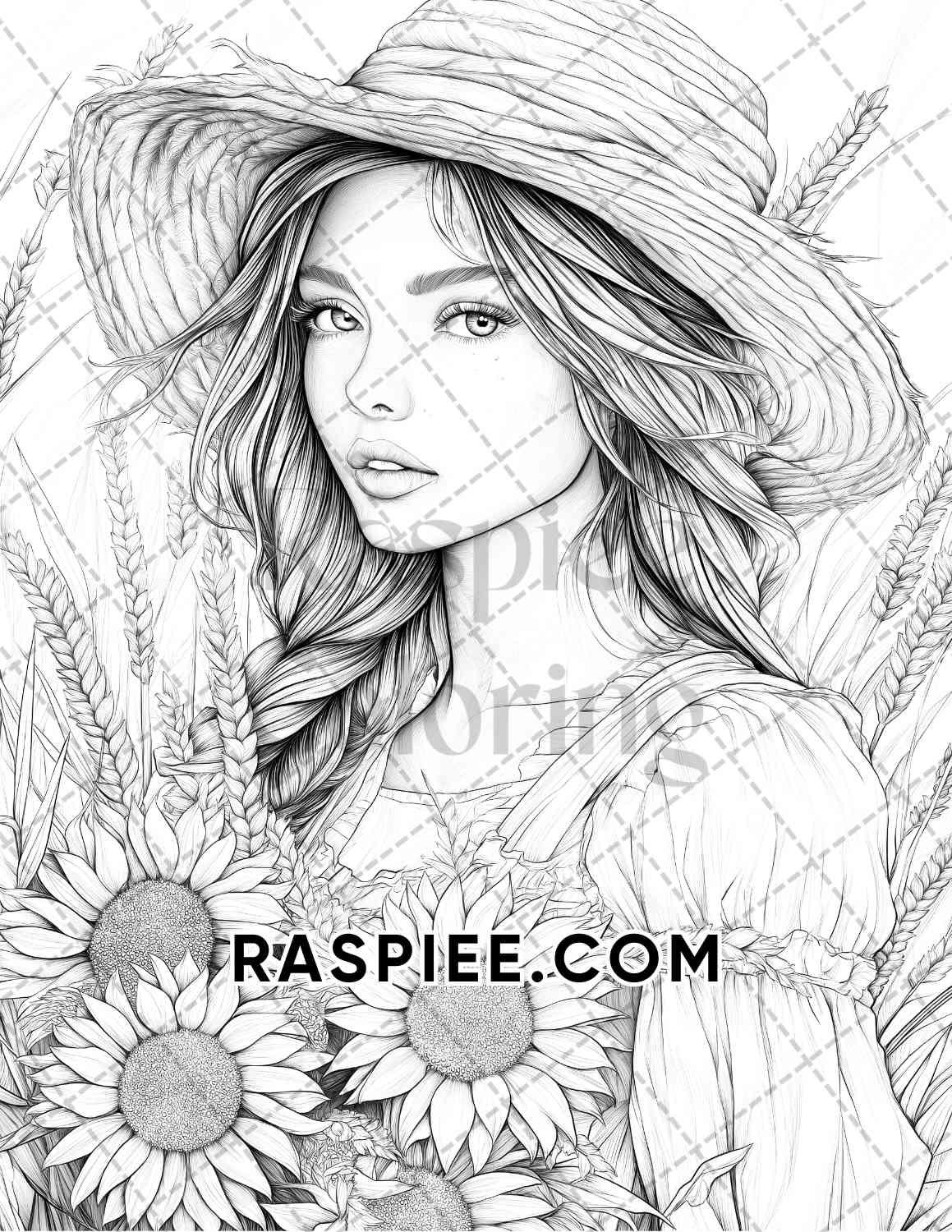 Autumn Beauties Portrait Adult Coloring Pages Printable PDF Instant Download