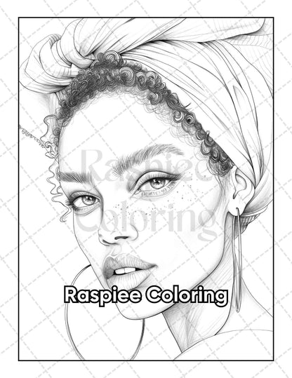 50 Black Women Portrait Coloring Pages for Adults Printable PDF Instant Download