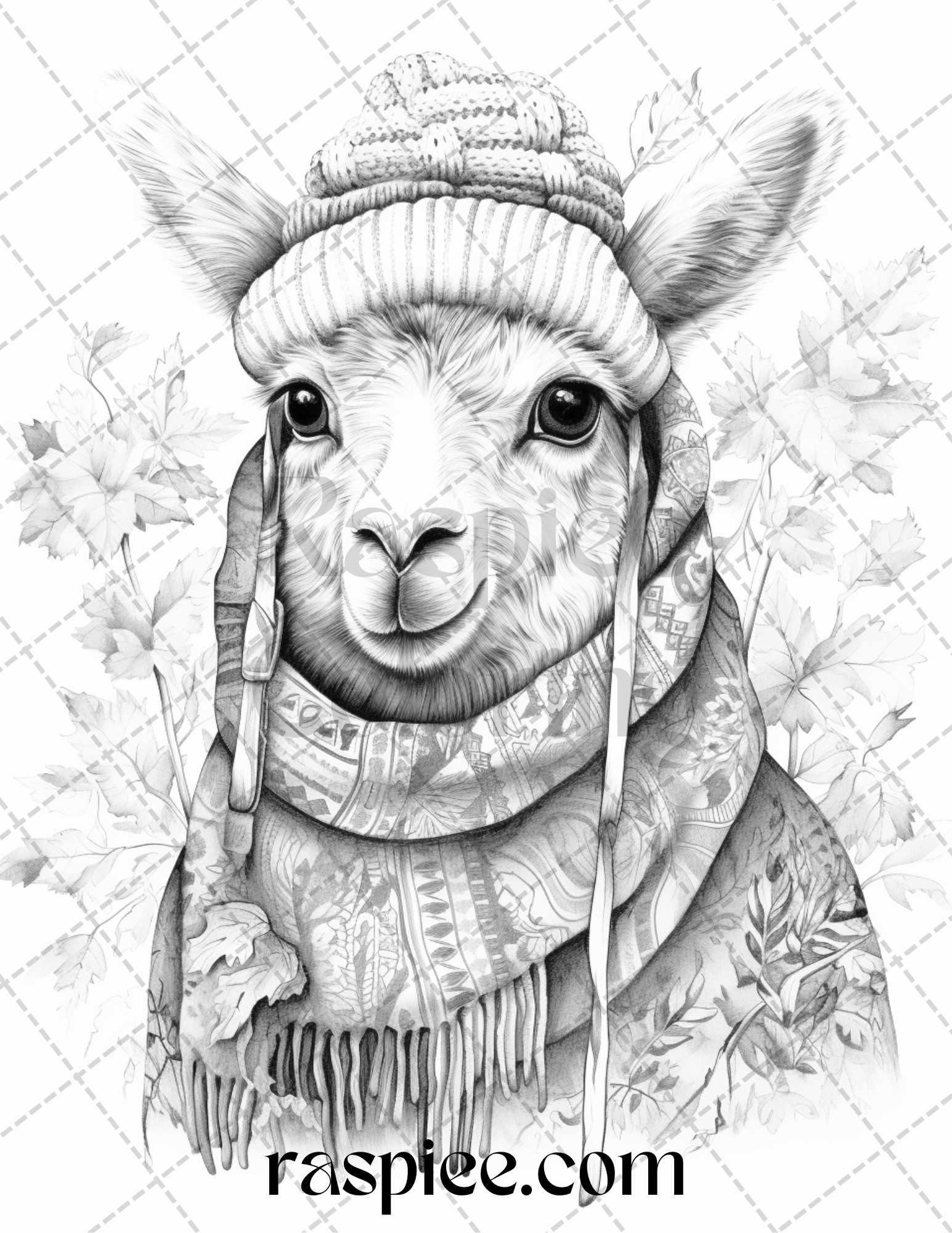 40 Cute Fall Animals Grayscale Coloring Pages Printable for Adults and Kids, PDF File Instant Download