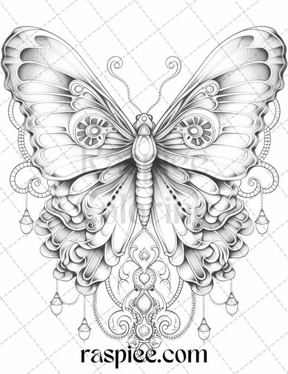 40 Beautiful Tattoos Grayscale Coloring Pages Printable for Adults, PDF File Instant Download