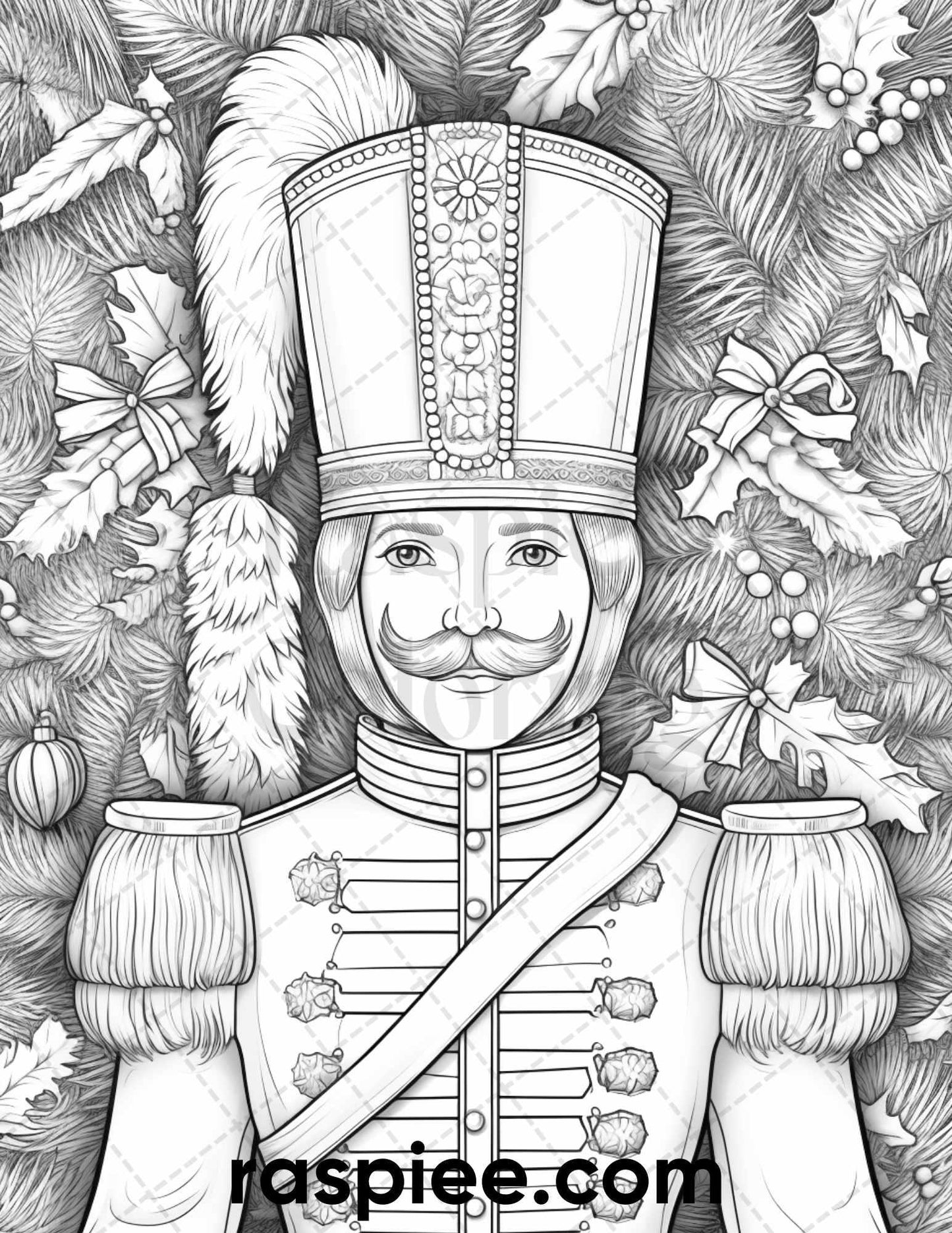 40 Christmas Nutcrackers Grayscale Coloring Pages for Adults, Printable PDF File Instant Download