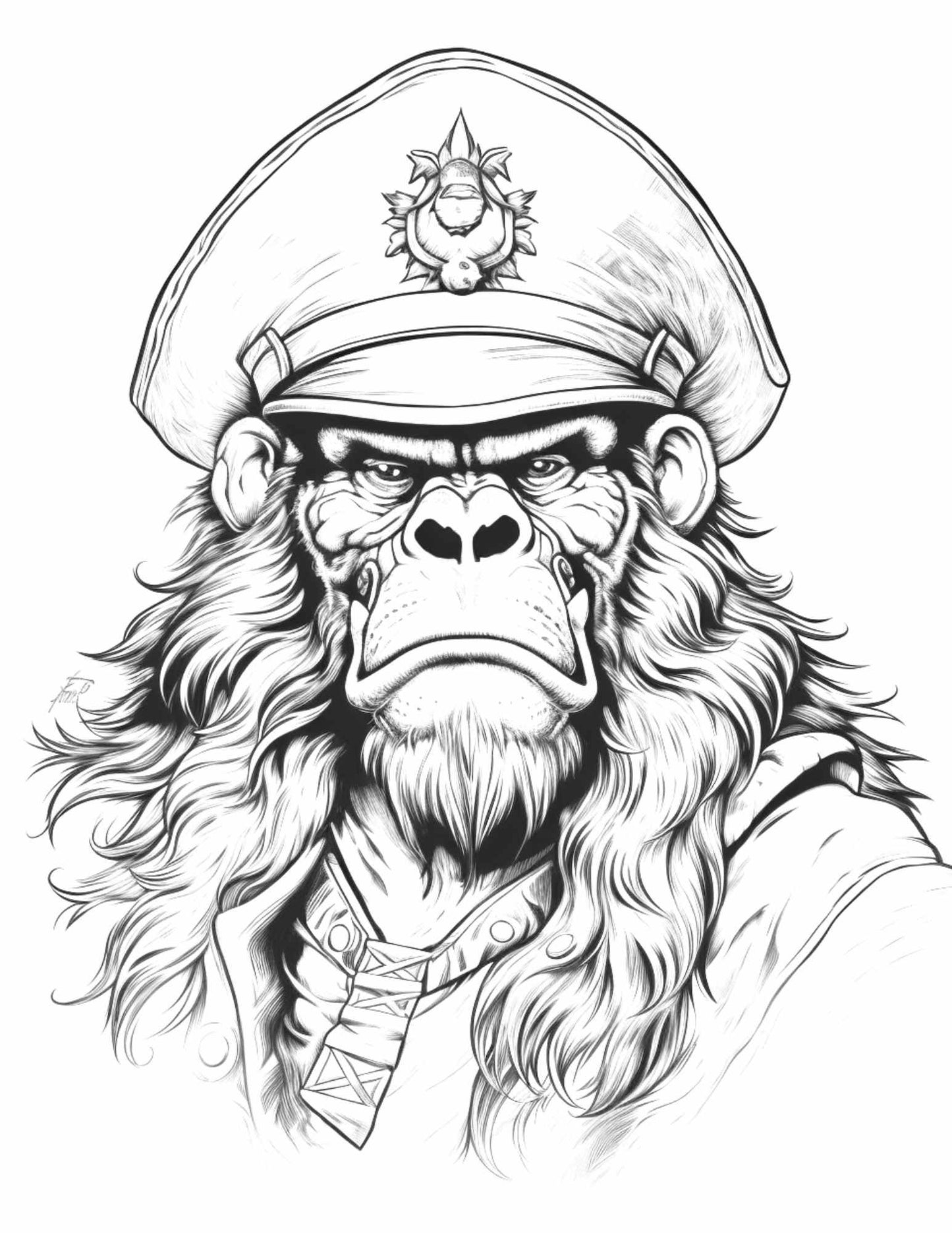 40 Pirate Animals Grayscale Coloring Pages Printable for Adults, PDF File Instant Download