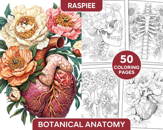 50 Botanical Anatomy Adult Coloring Pages Printable PDF Instant Download