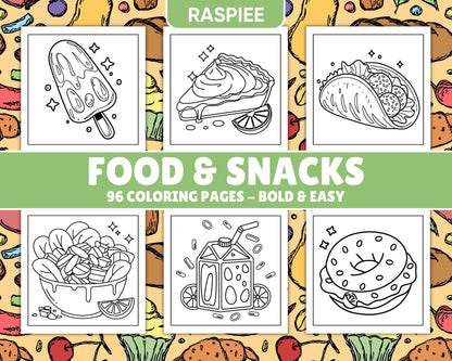 96 Food & Snacks Coloring Pages Bold & Easy Printable