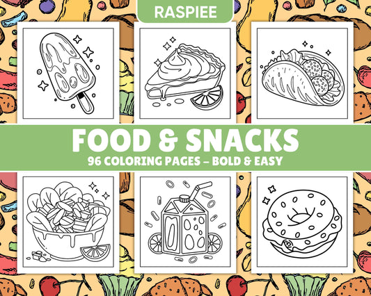 96 Food & Snacks Coloring Pages Bold & Easy Printable