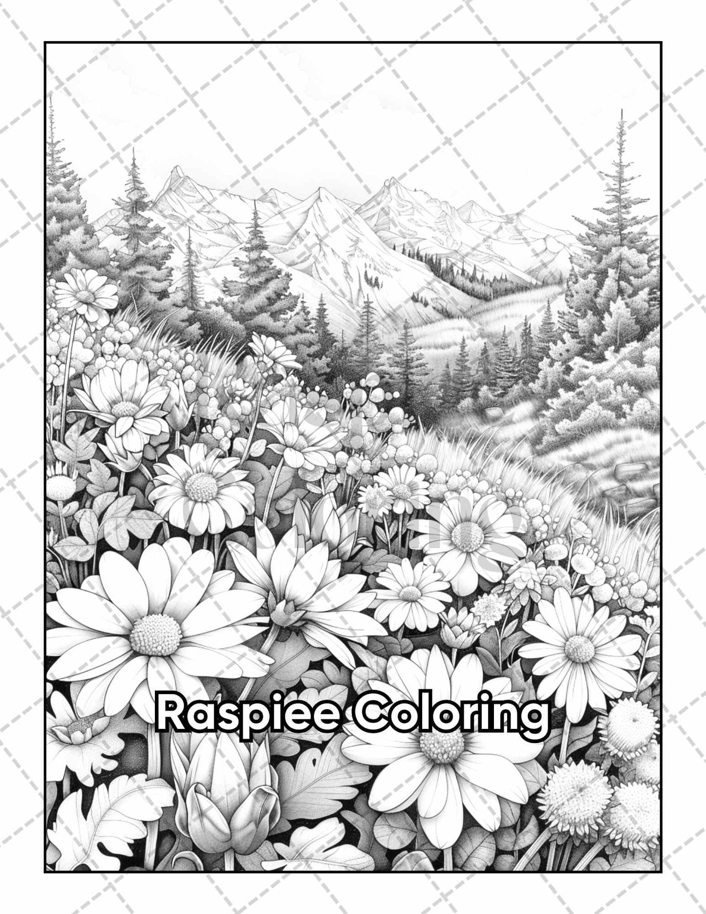 101 Relaxing Landscapes Grayscale Adult Coloring Pages Printable PDF Instant Download