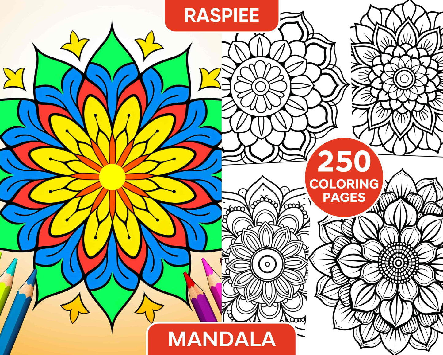 250 Mandala Adult Coloring Pages Vol.1