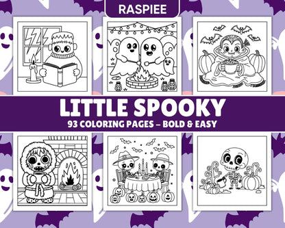 93 Bold and Easy Little Spooky Coloring Pages Printable PDF Instant Download