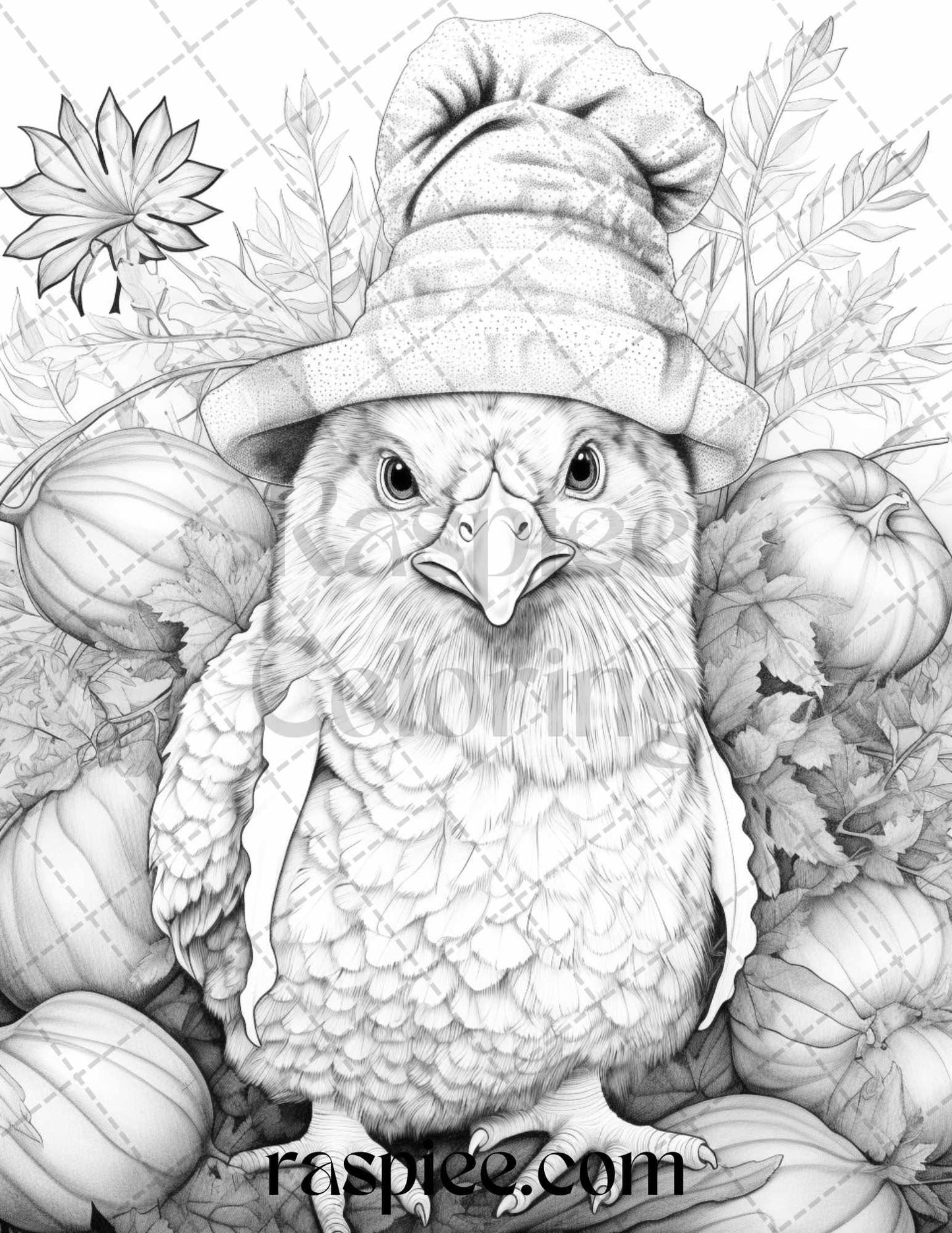 40 Cute Fall Animals Grayscale Coloring Pages Printable for Adults and Kids, PDF File Instant Download