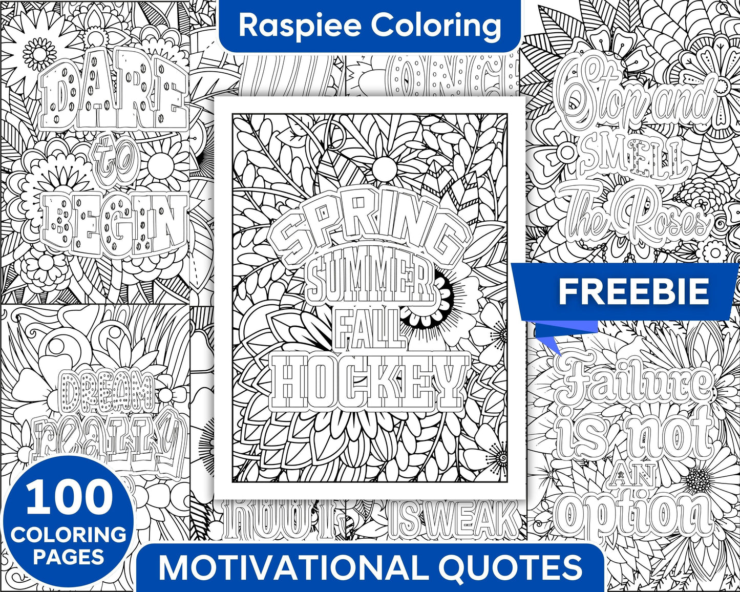 100 Free Motivational Quotes Adult Coloring Pages Printable PDF Instant Download