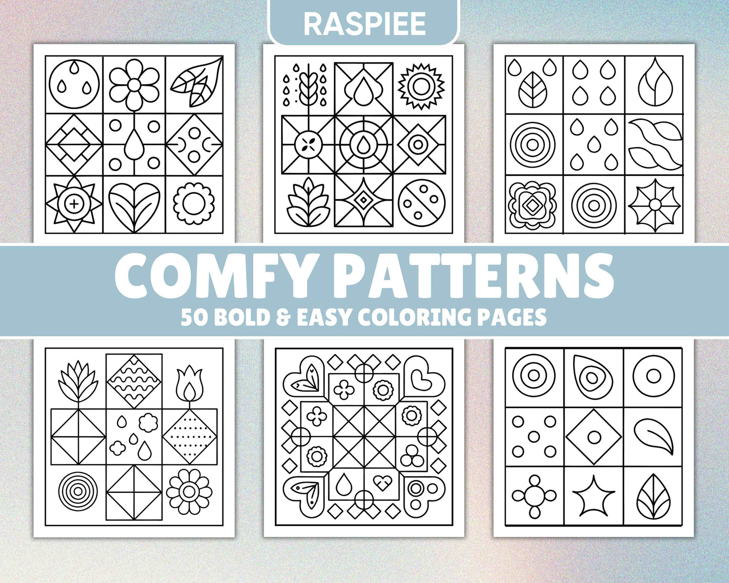 50 Bold and Easy Comfy Patterns Coloring Pages