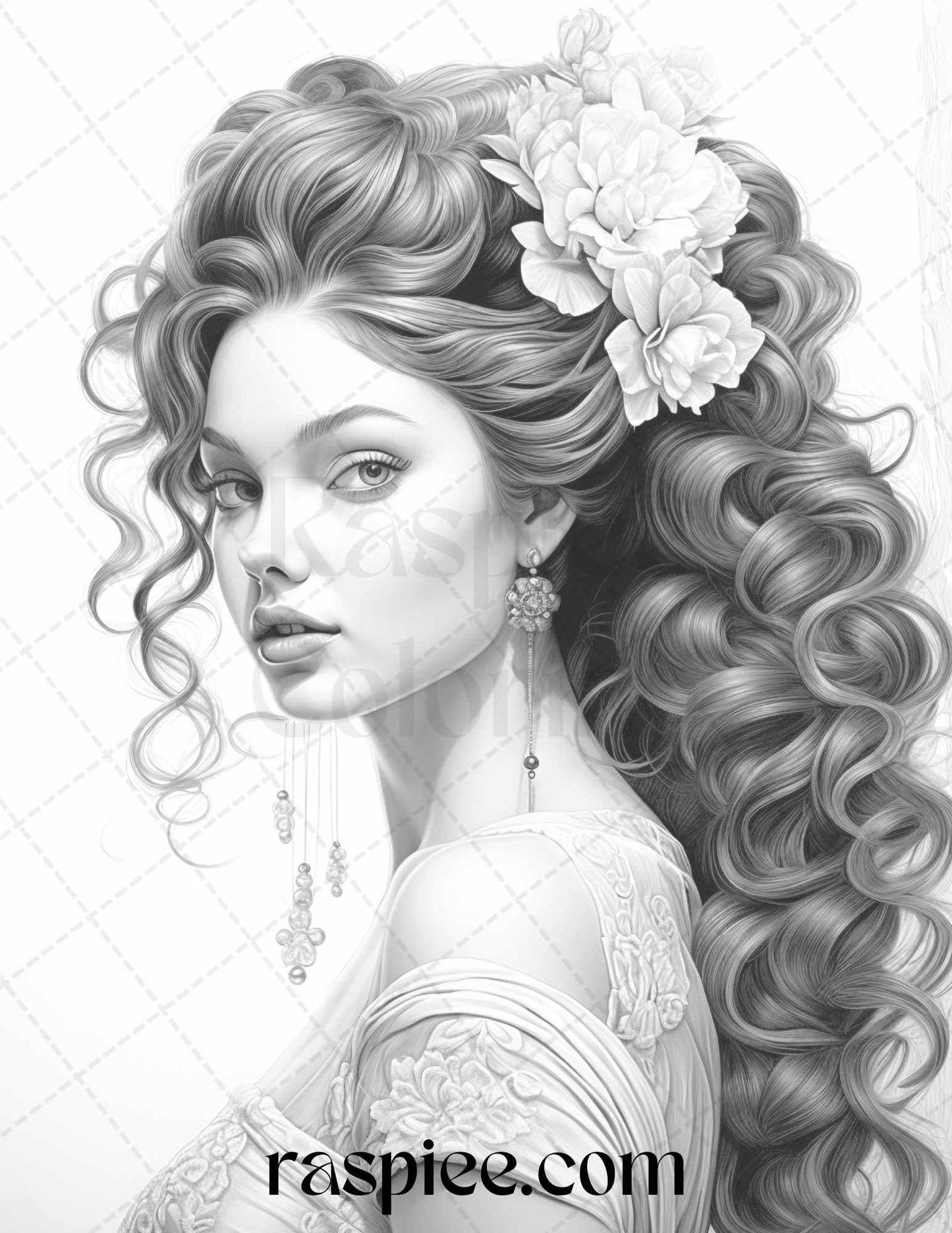 43 Beautiful Hairstyles Grayscale Coloring Pages Printable for Adults, PDF File Instant Download