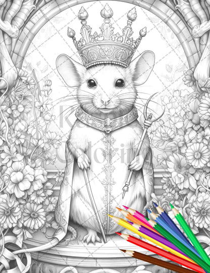 40 Little Mouse Prince Grayscale Coloring Pages Printable for Adults, PDF File Instant Download