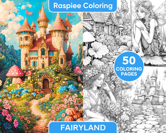 50 Fairyland Adult Coloring Pages Printable PDF Instant Download