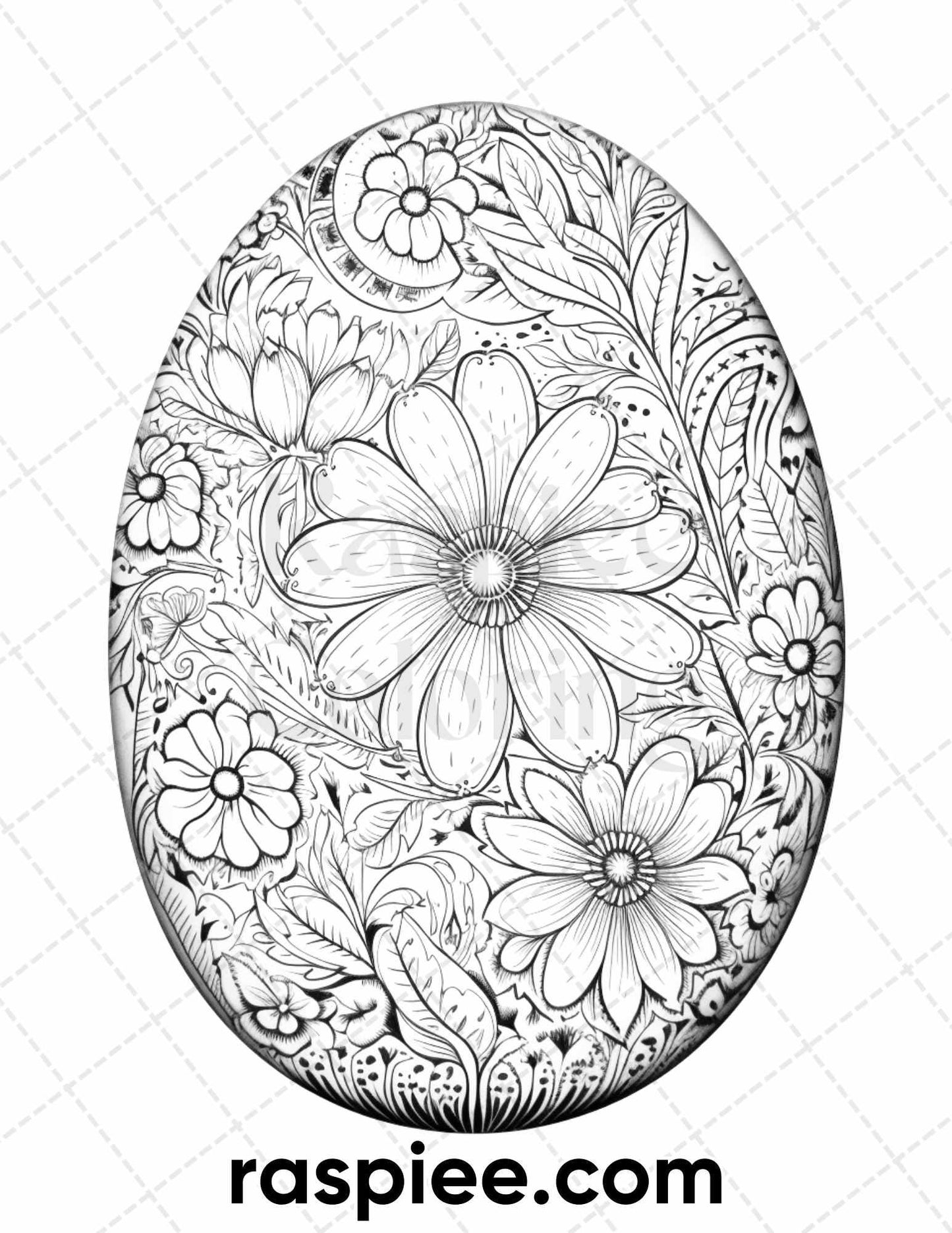 45 Easter Egg Grayscale Adult Coloring Pages, Printable PDF Instant Download