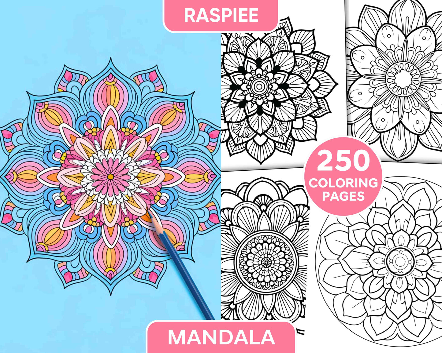 250 Mandala Adult Coloring Pages Vol.3