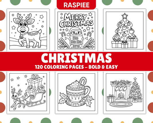 120 Bold and Easy Christmas Coloring Pages Printable PDF Instant Download