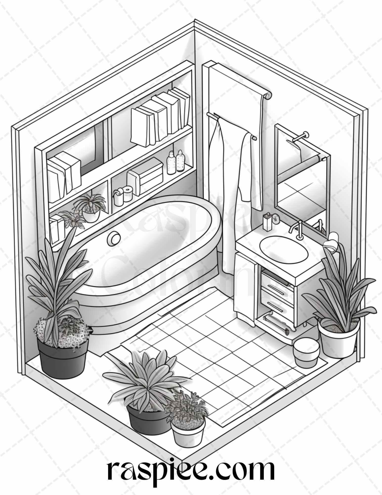 40 Pocket Room Coloring Pages Printable for Adults Kids, PDF File Instant Download