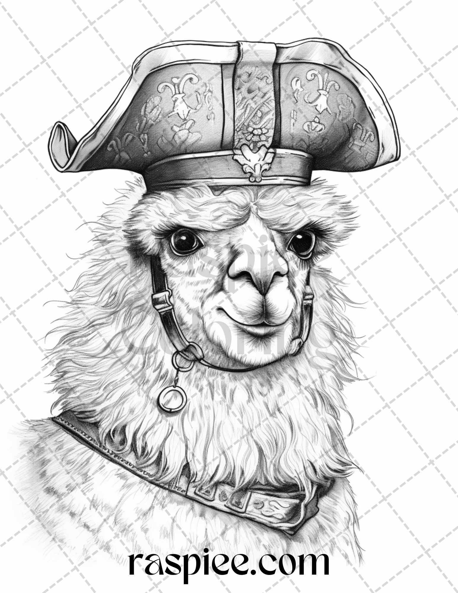 40 Pirate Animals Grayscale Coloring Pages Printable for Adults, PDF File Instant Download