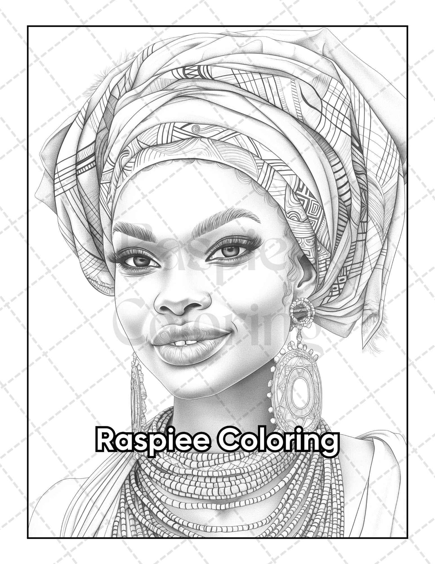 50 Black Women Portrait Coloring Pages for Adults Printable PDF Instant Download