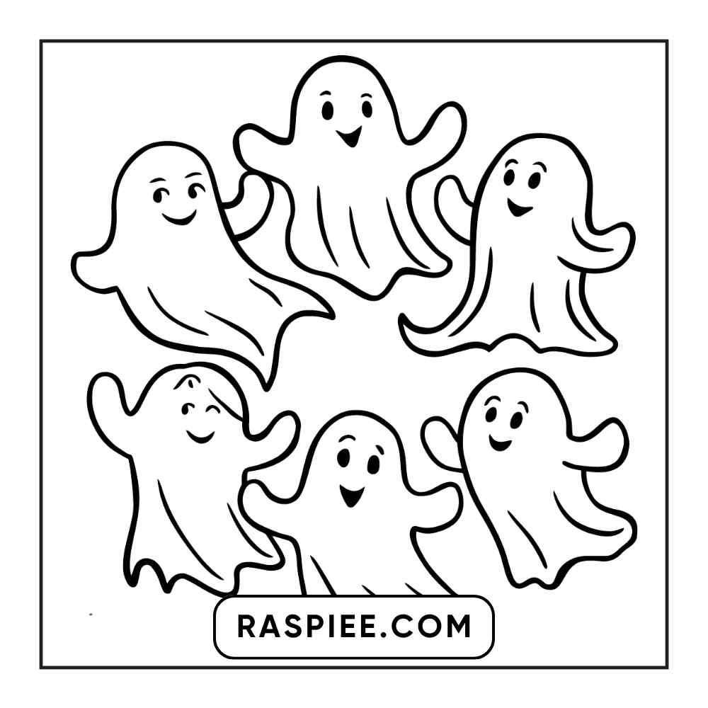 100 Bold and Easy Cute Halloween Coloring Pages Printable PDF Instant Download