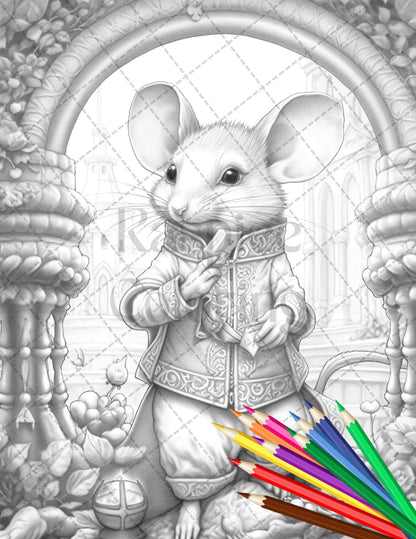 40 Little Mouse Prince Grayscale Coloring Pages Printable for Adults, PDF File Instant Download