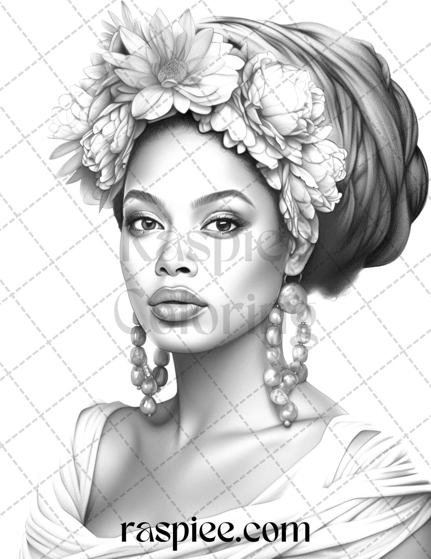 40 Beautiful African Women Grayscale Coloring Pages Printable for Adults, PDF File Instant Download