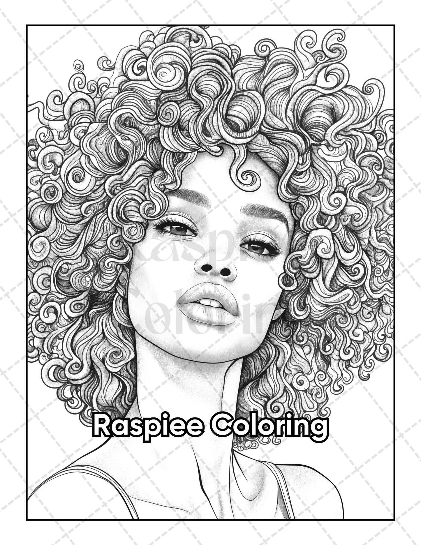 50 Black Women Portrait Coloring Pages for Adults Printable PDF Instant Download