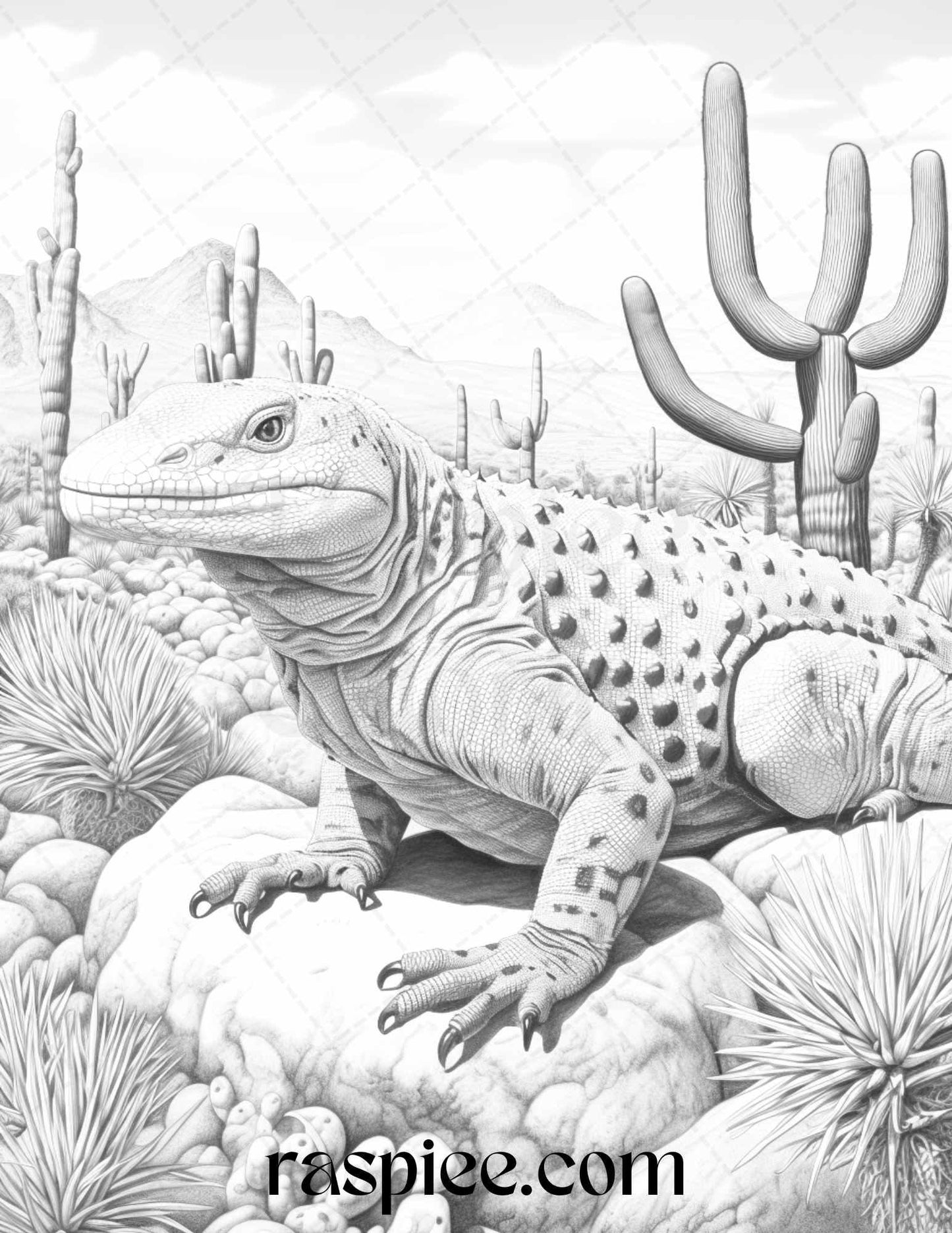 43 Desert Animals Grayscale Coloring Pages Printable for Adults, PDF File Instant Download