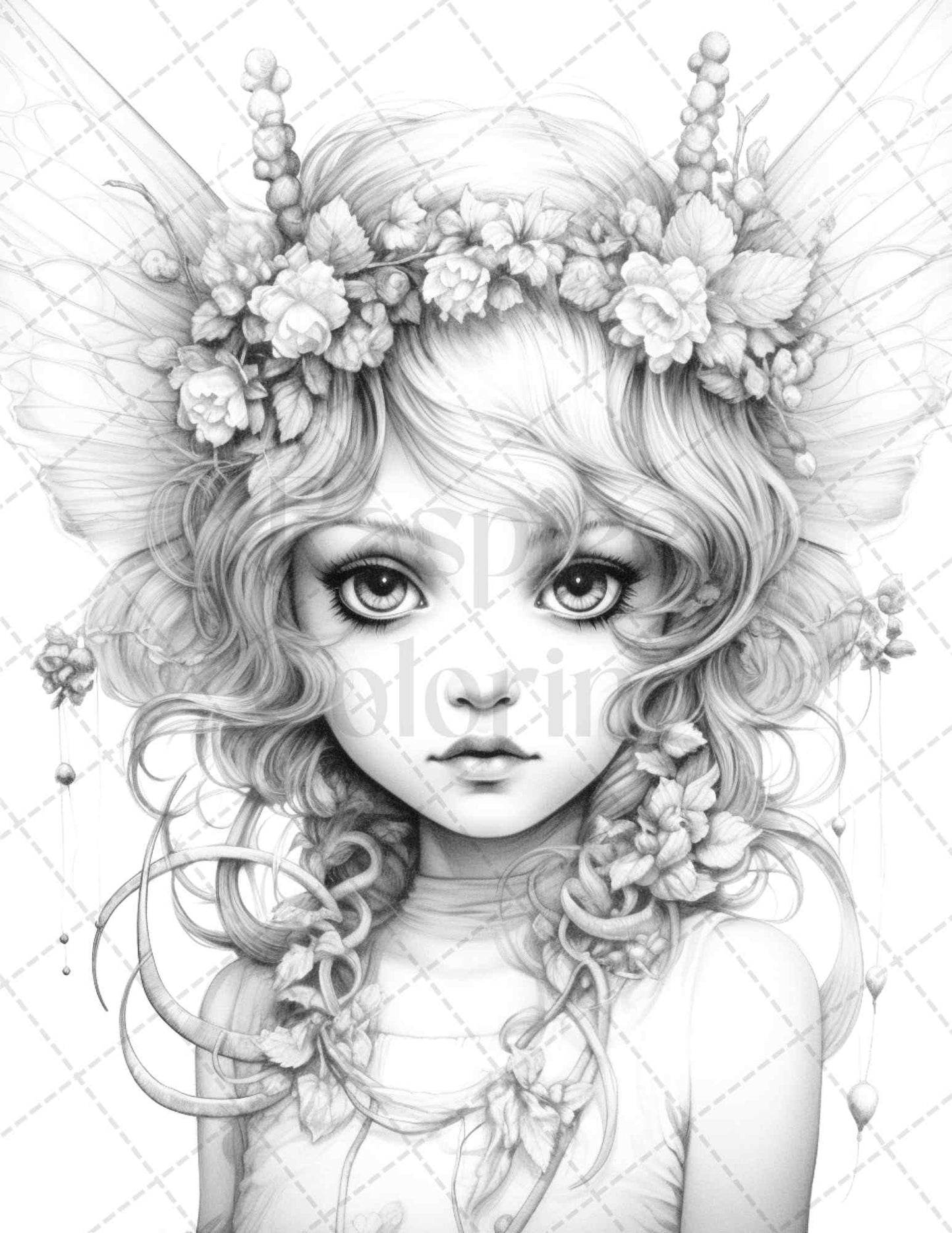 45 Adorable Chibi Fairy Grayscale Coloring Pages Printable for Adults, PDF File Instant Download