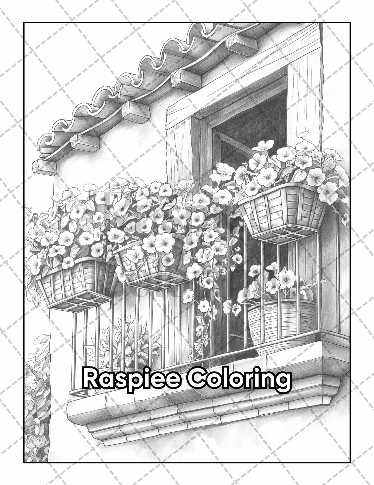 50 Balcony Garden Adult Coloring Pages Printable PDF Instant Download