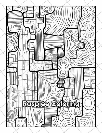 50 Abstract Art Adult Coloring Pages Printable PDF Instant Download