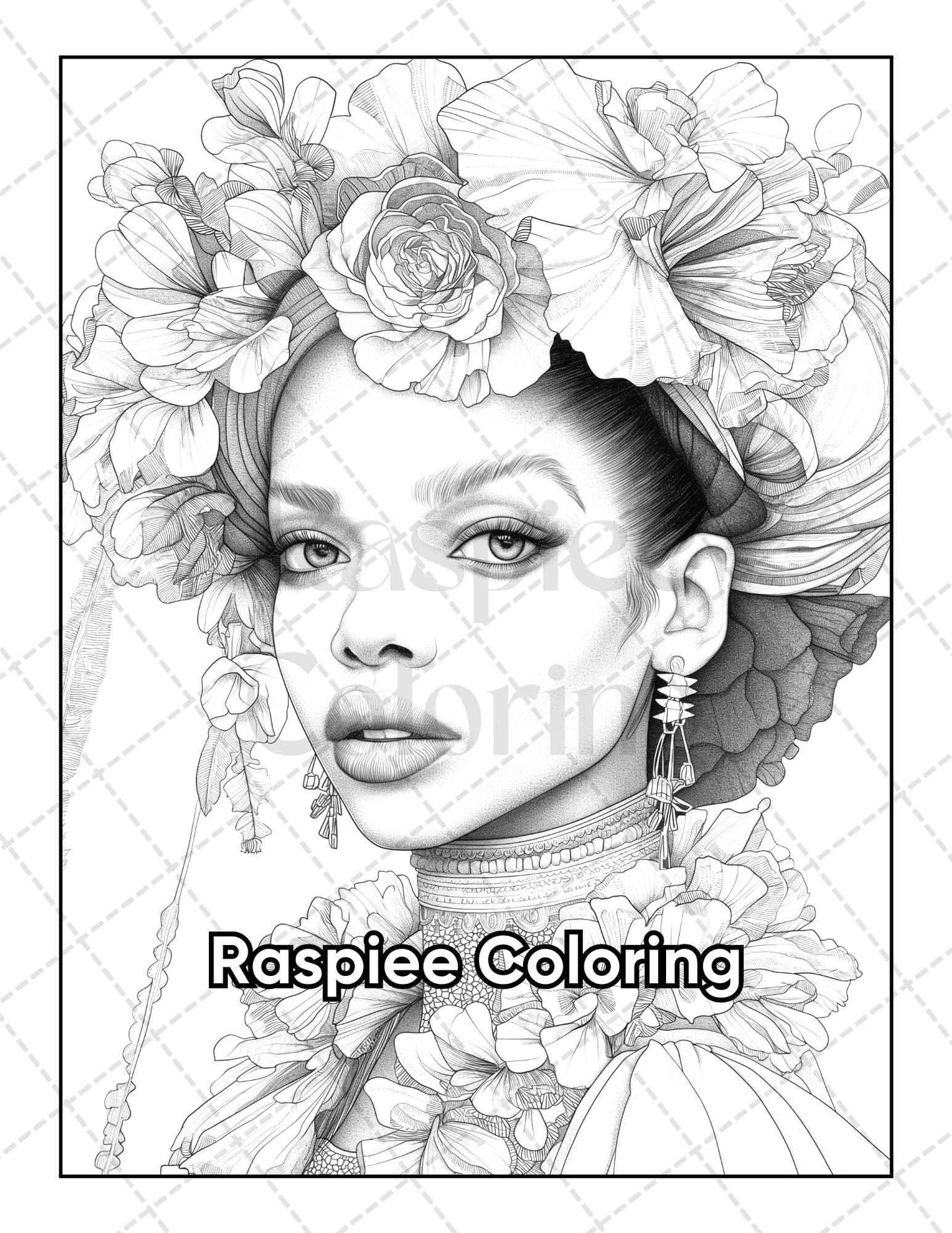 50 Black Women Portrait Coloring Pages for Adults Printable PDF Instant Download