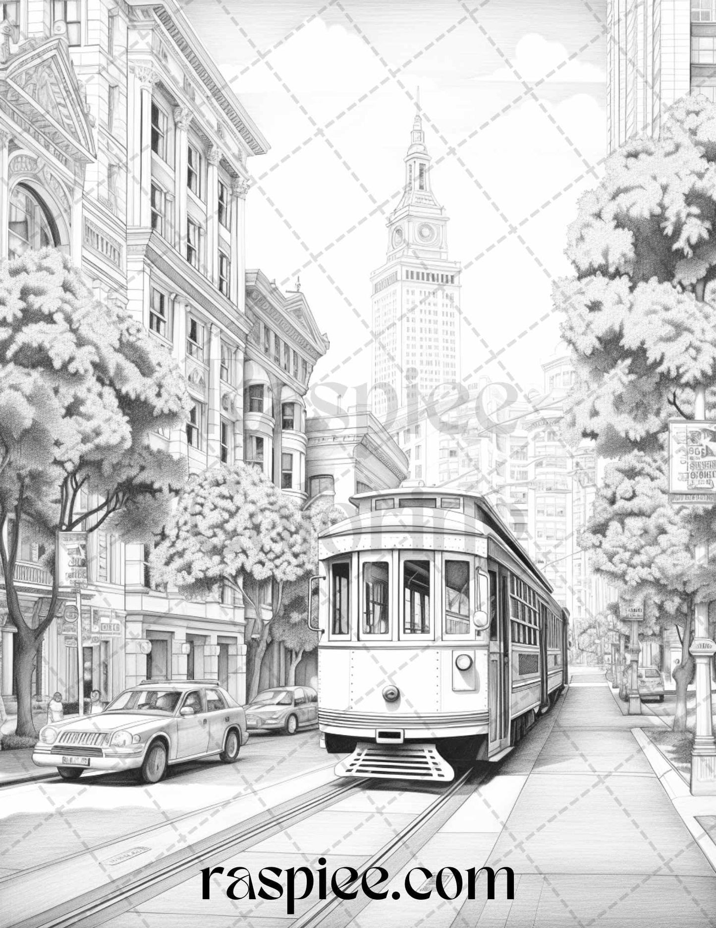 40 Beautiful Cities Travel Grayscale Coloring Pages Printable for Adults, PDF File Instant Download