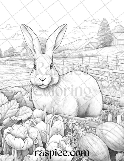 40 Farmstead Serenity Grayscale Coloring Pages Printable for Adults, PDF File Instant Download