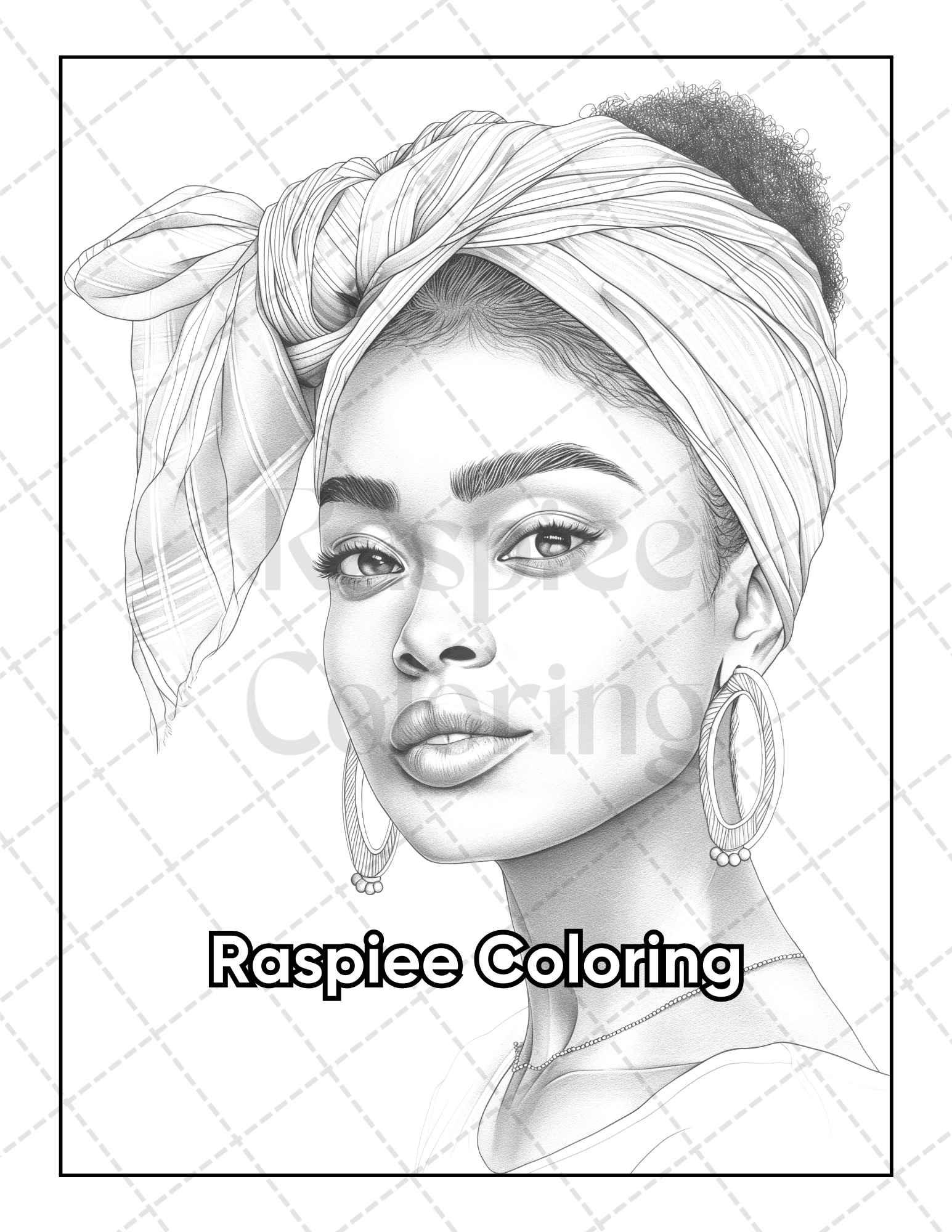 50 Black Women Portrait Coloring Pages for Adults Printable PDF Instant Download