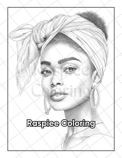 50 Black Women Portrait Coloring Pages for Adults Printable PDF Instant Download