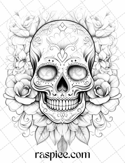 40 Beautiful Tattoos Grayscale Coloring Pages Printable for Adults, PDF File Instant Download