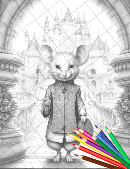 40 Little Mouse Prince Grayscale Coloring Pages Printable for Adults, PDF File Instant Download