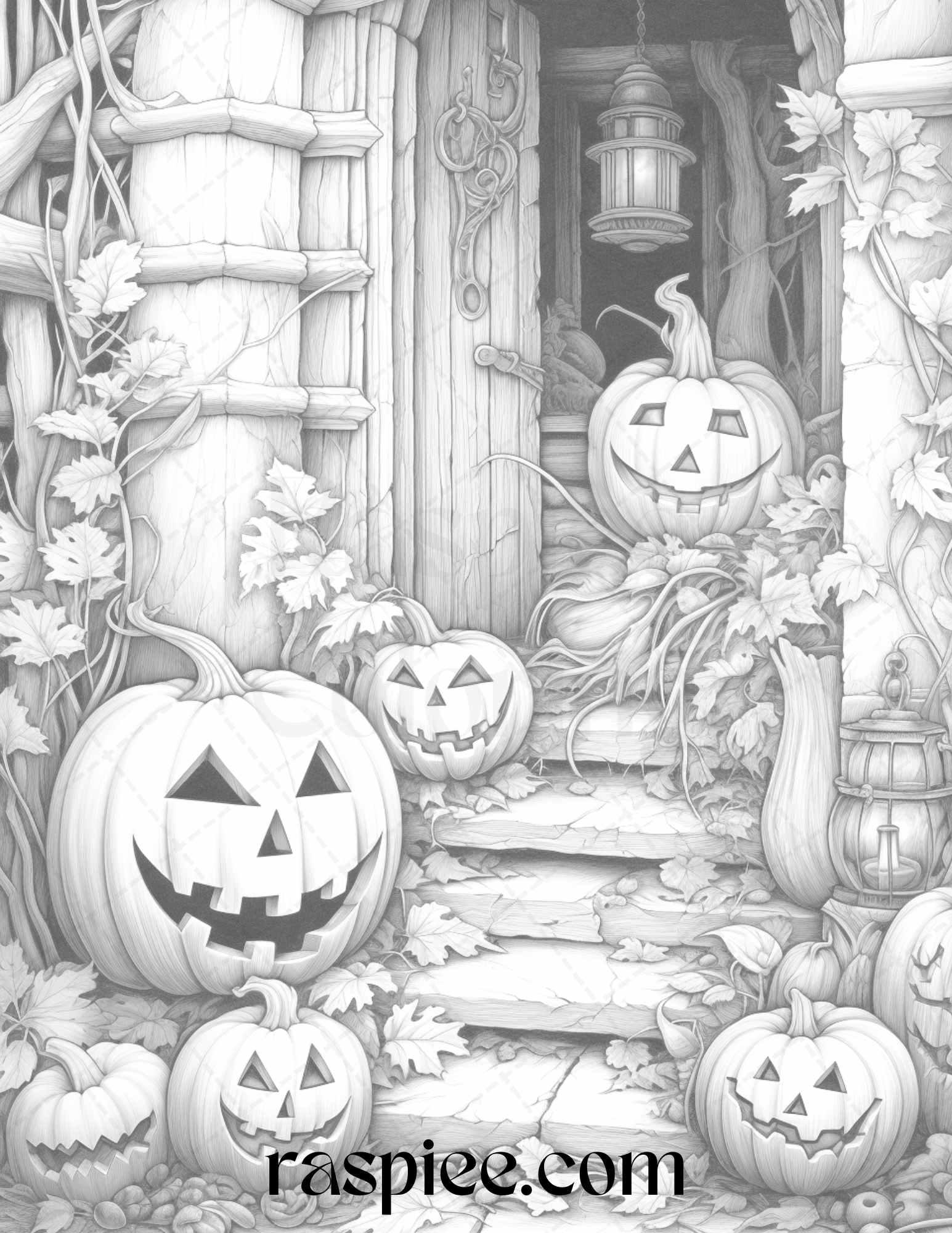 40 Witchy Land Grayscale Coloring Pages Printable for Adults, PDF File Instant Download