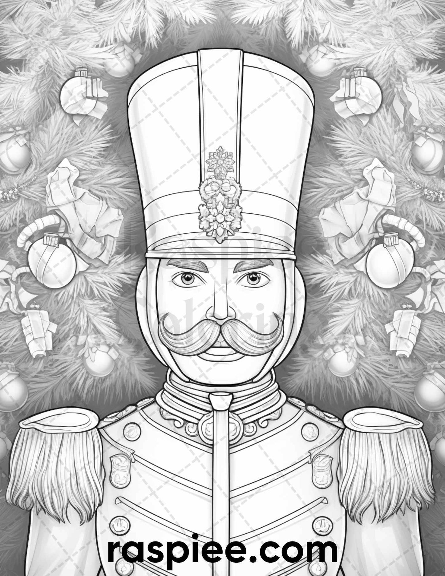 40 Christmas Nutcrackers Grayscale Coloring Pages for Adults, Printable PDF File Instant Download