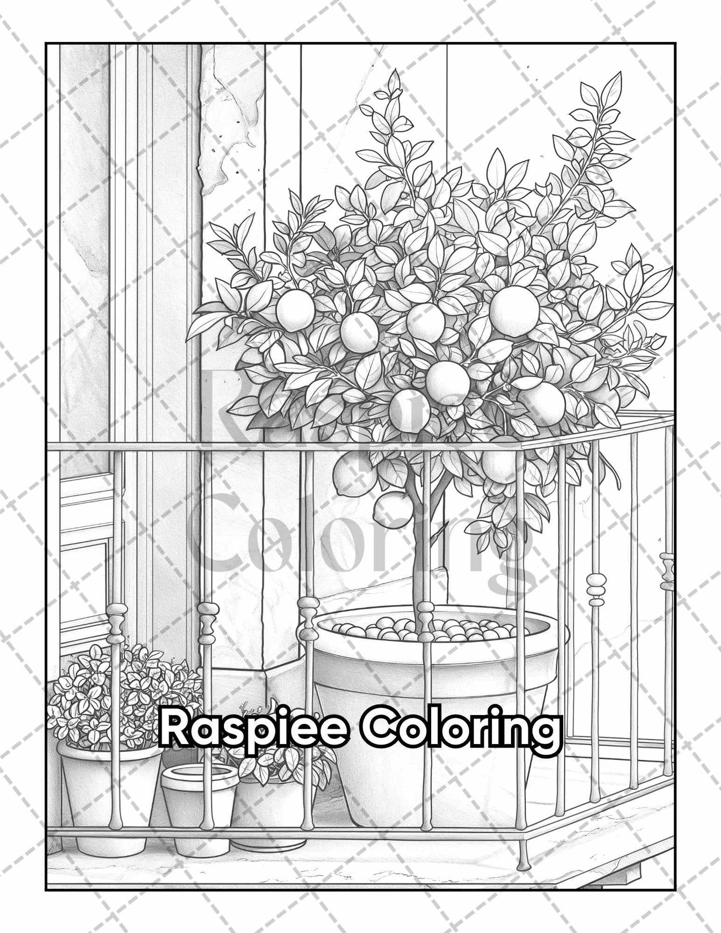 50 Balcony Garden Adult Coloring Pages Printable PDF Instant Download