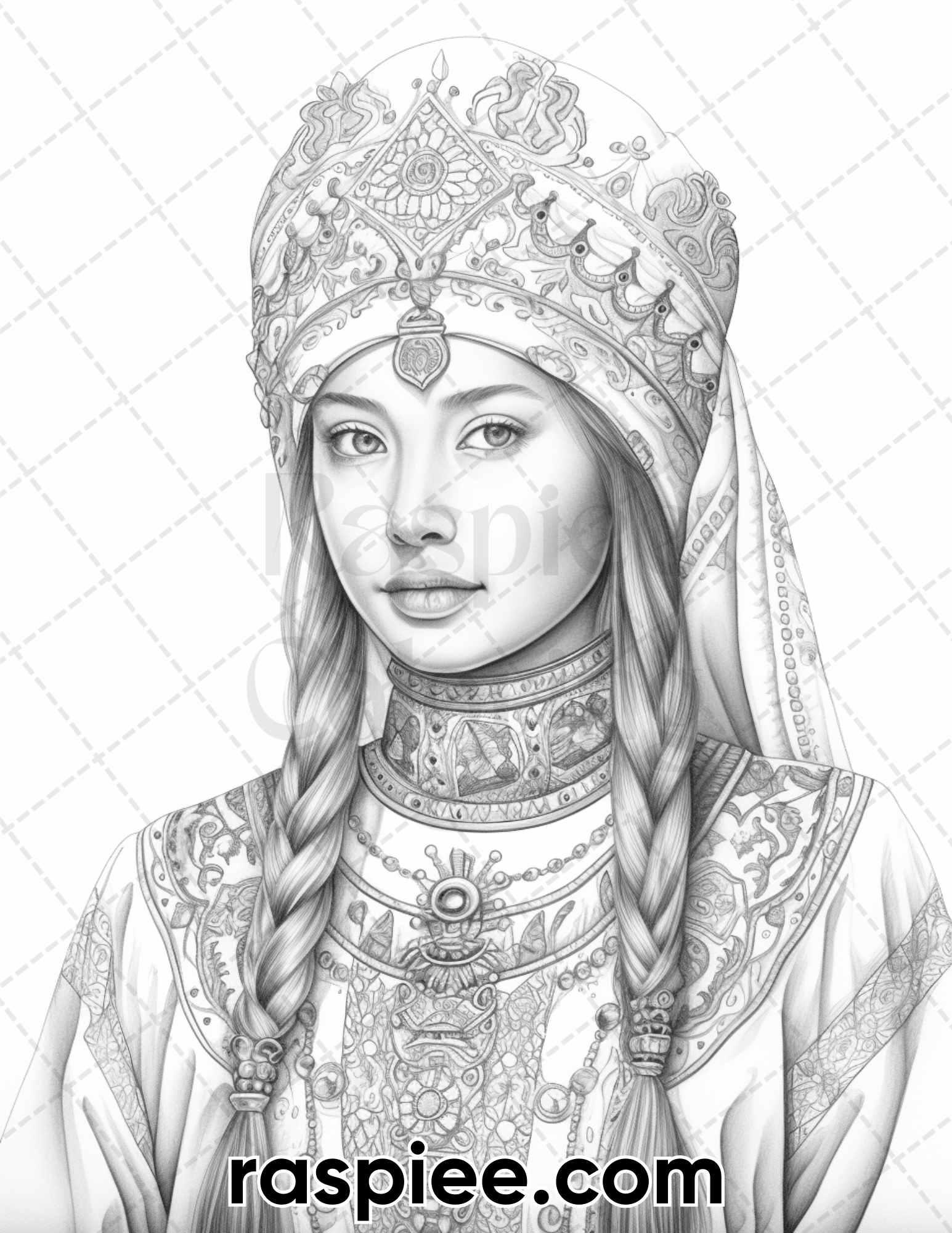 80 World Cultures Portraits Grayscale Adult Coloring Pages, Printable PDF Instant Download