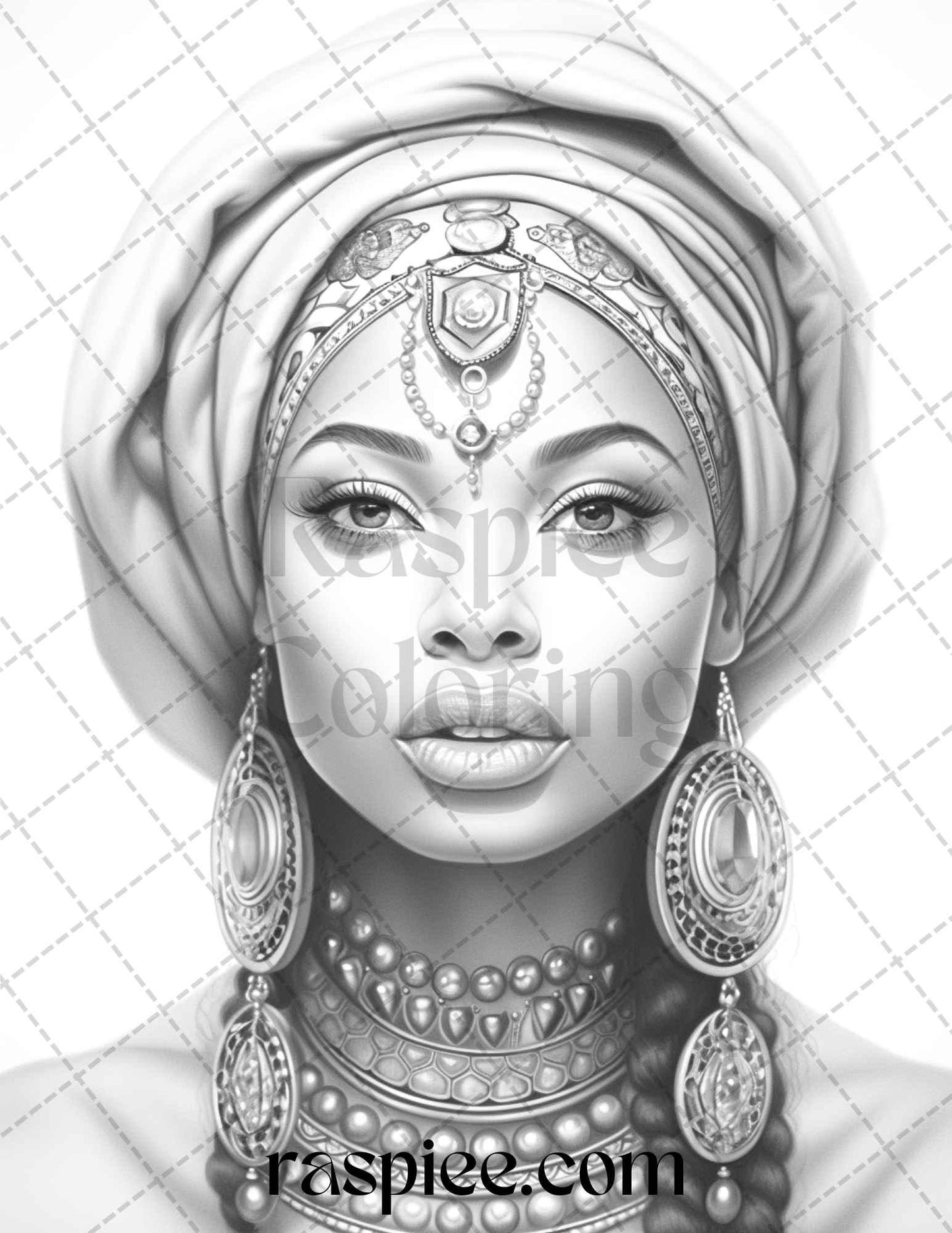 40 Beautiful African Women Grayscale Coloring Pages Printable for Adults, PDF File Instant Download