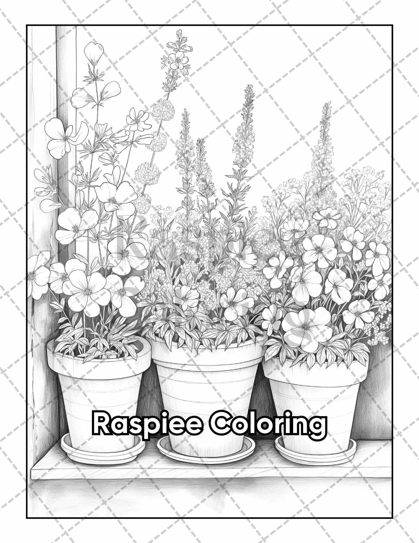 50 Balcony Garden Adult Coloring Pages Printable PDF Instant Download