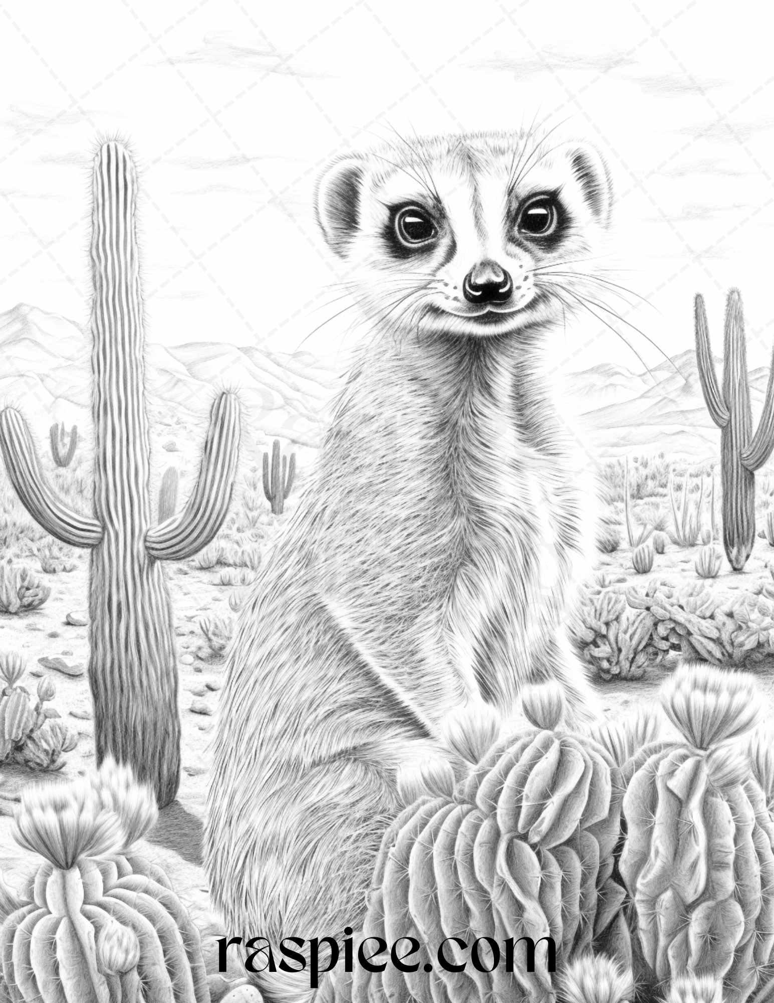 43 Desert Animals Grayscale Coloring Pages Printable for Adults, PDF File Instant Download