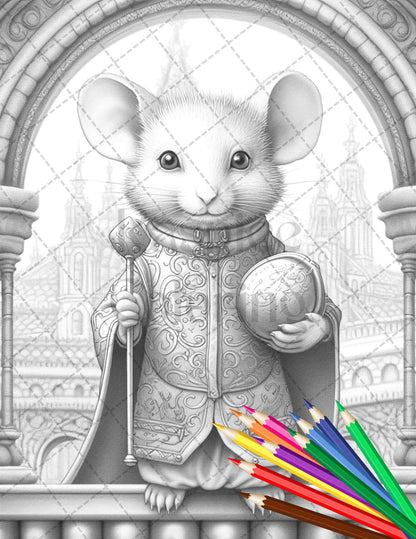 40 Little Mouse Prince Grayscale Coloring Pages Printable for Adults, PDF File Instant Download