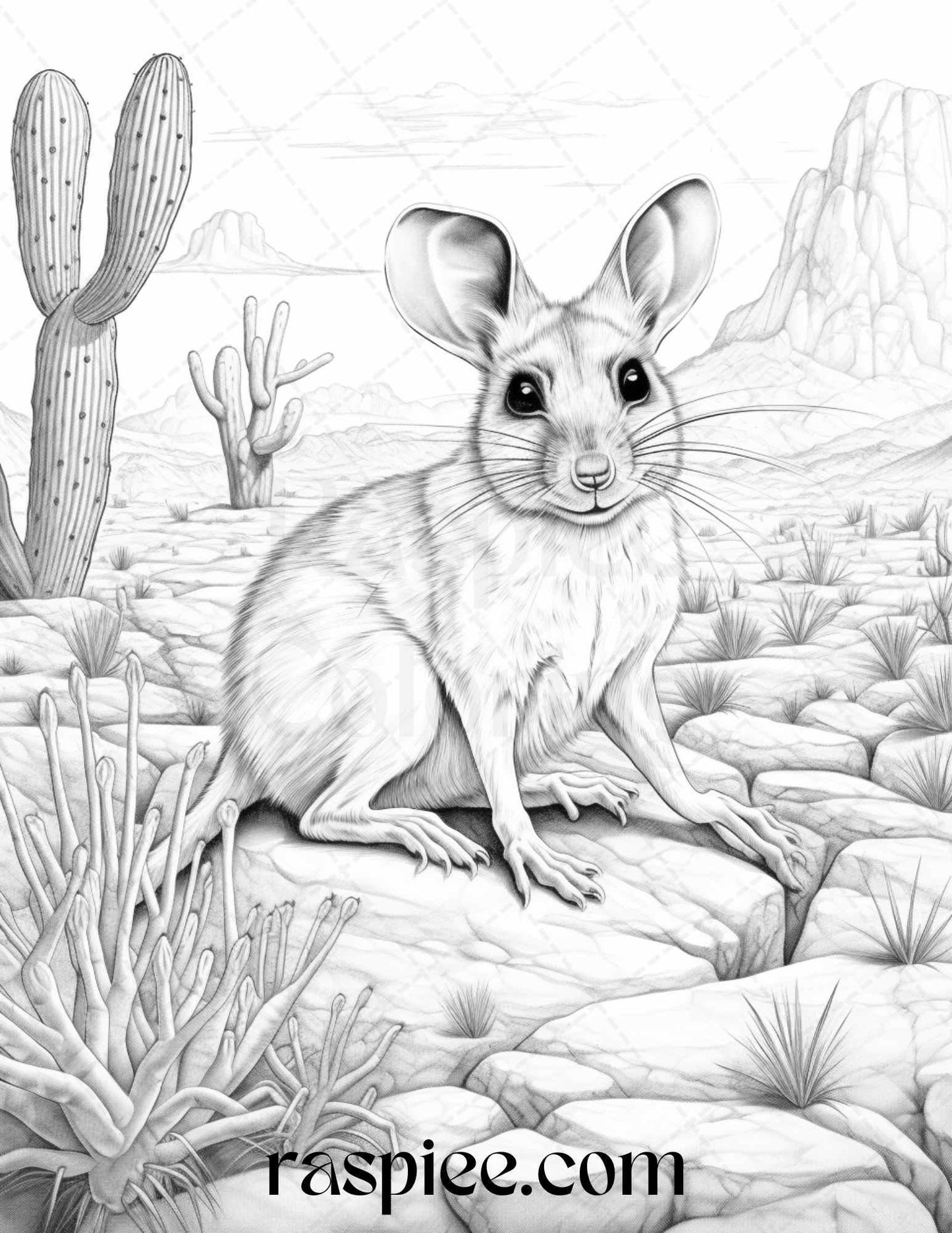 43 Desert Animals Grayscale Coloring Pages Printable for Adults, PDF File Instant Download