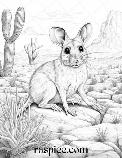 43 Desert Animals Grayscale Coloring Pages Printable for Adults, PDF File Instant Download