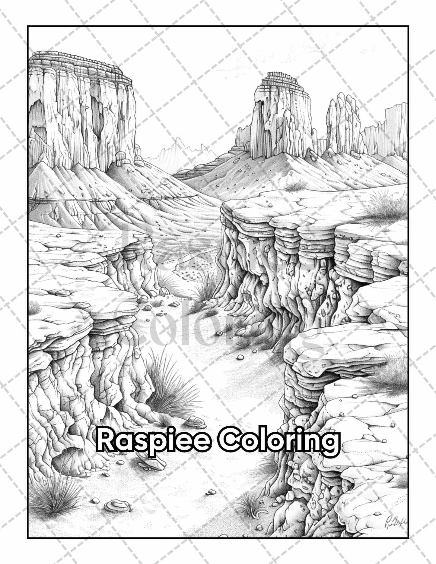 101 Relaxing Landscapes Grayscale Adult Coloring Pages Printable PDF Instant Download